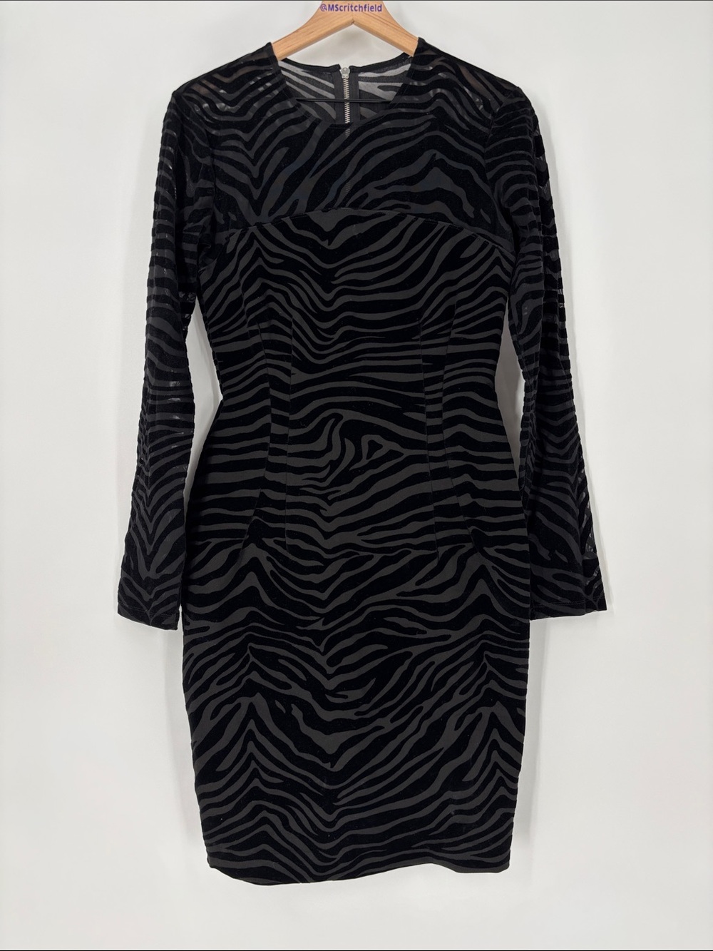 Ronny Kobo Zebra Magnolia Flocked Velvet dress large black